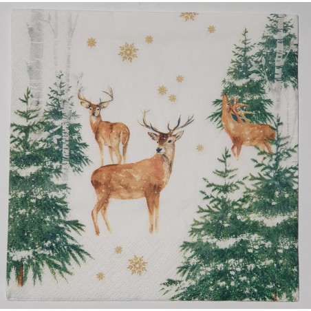 Serviette Hirsche im Wald