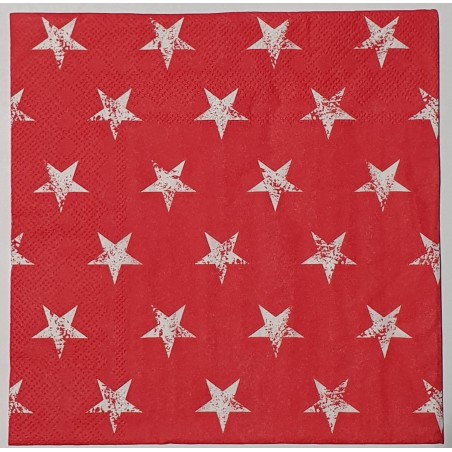 Serviette Sterne weiss/rot
