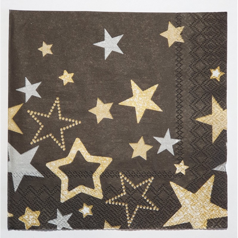 Serviette Sterne gold/silber
