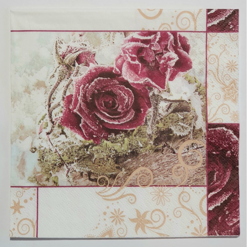 Serviette Schnee/Rosen