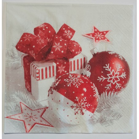 Serviette Weihnachtskugeln rot