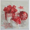 Serviette Weihnachtskugeln rot