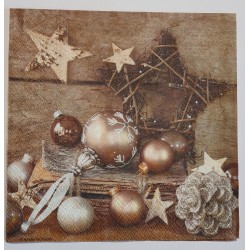 Serviette Baumschmuck braun