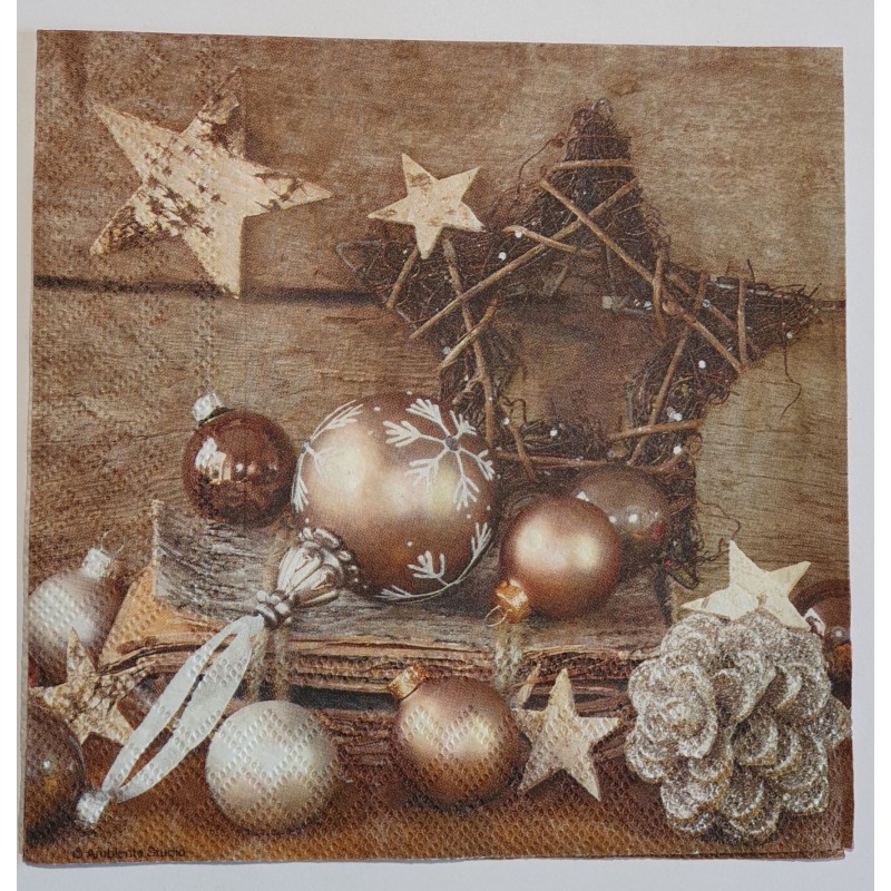 Serviette Baumschmuck braun