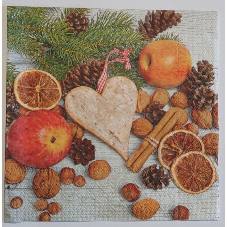 Serviette Herz/Apfel