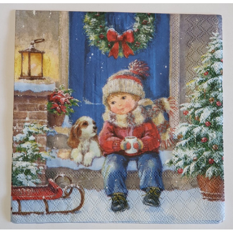 Serviette Junge/Hund