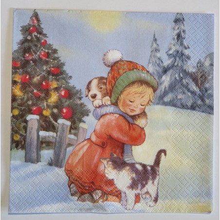 Serviette Mädchen/Hund