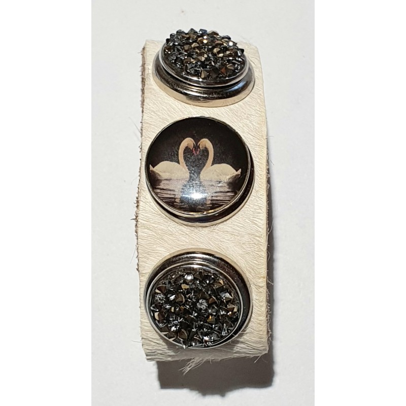 Druckknopf Wechselschmuck Armband weiss