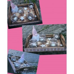 Advents Tablett geflammt