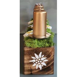 Holz Balken mit Kerzen Alpaufzug