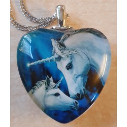 Kette mit Herz Cabochon Einhorn
