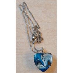 Kette mit Herz Cabochon Einhorn