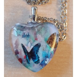 Kette mit Herz Cabochon Schmetterling