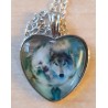 Kette mit Herz Cabochon Wolf