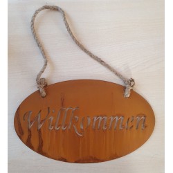 Metall Schild Rost Willkommen