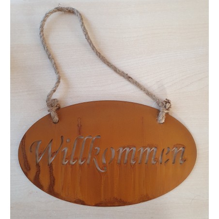 Metall Schild Rost Willkommen