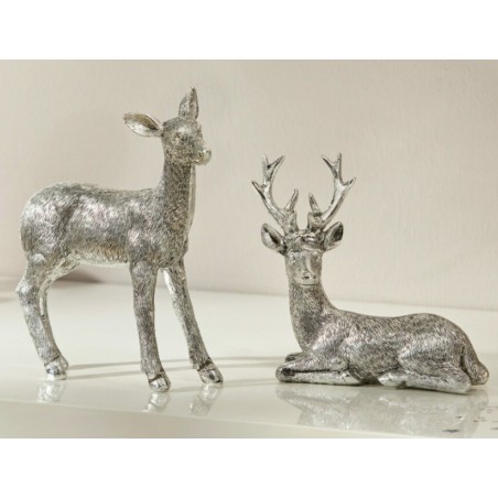 Reh Polyresin silber
