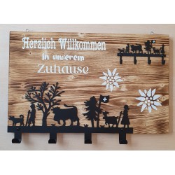 Garderobe/Schlüsselbrett Alpaufzug natur Herzlich...