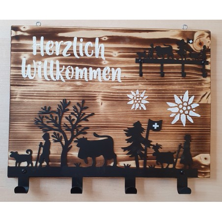 Garderobe/Schlüsselbrett Alpaufzug natur Herzlich...