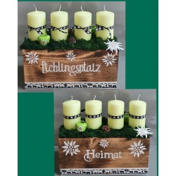 Balken mit Kerzen hellgrün