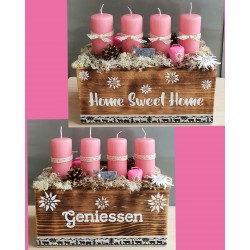 Balken mit Kerzen rosa