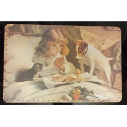 Serviertablett Rohling Hund/Mädchen