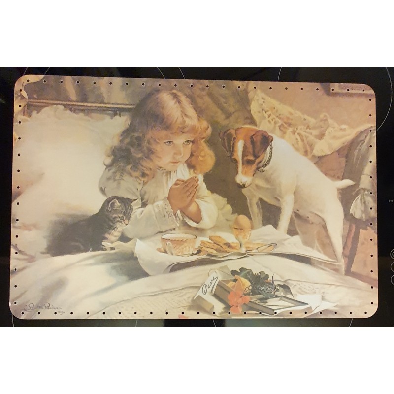 Serviertablett Rohling Hund/Mädchen