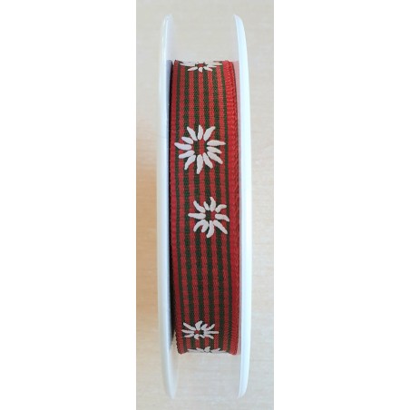 Dekoband Karo/Edelweiss rot