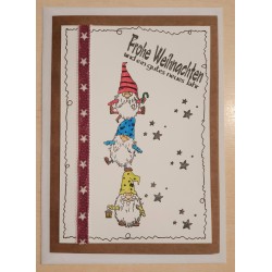 Weihnachtskarte Wichtelturm rot