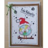 Weihnachtskarte lustiger Vogel hellgrün