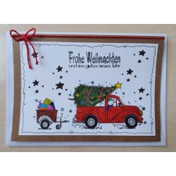 Weihnachtskarte Auto rot