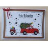 Weihnachtskarte Auto rot