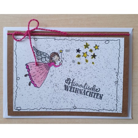 Weihnachtskarte Engel pink