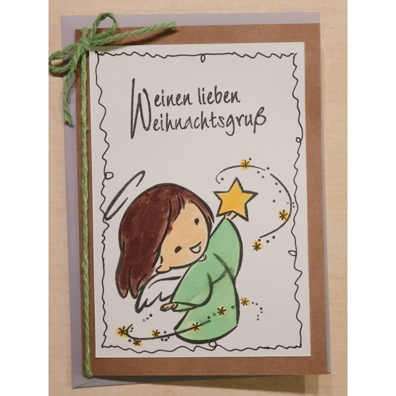 Weihnachtskarte Engel hellgrün
