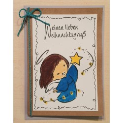 Weihnachtskarte Engel türkis
