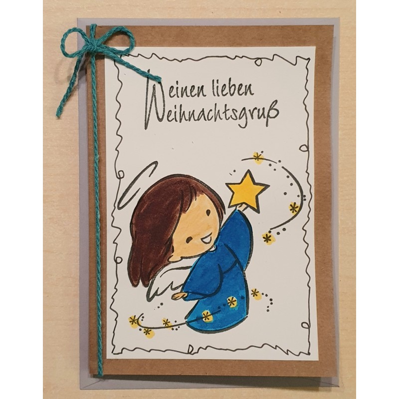 Weihnachtskarte Engel türkis