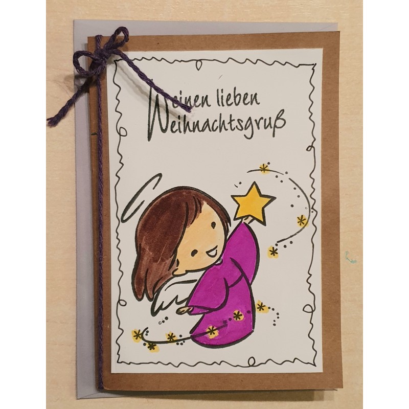 Weihnachtskarte Engel violette