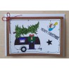 Weihnachtskarte Wohnwagen rot