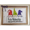 Weihnachtskarte drei Wichtel violette