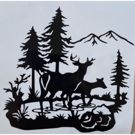 Vinylmotive Hirsch/Wald schwarz