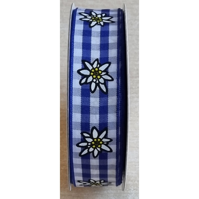 Dekoband Edelweiss blau kariert