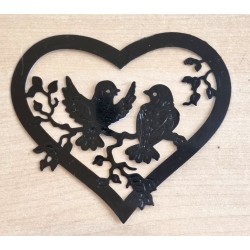 Vinylmotiv Herz/Vögel schwarz