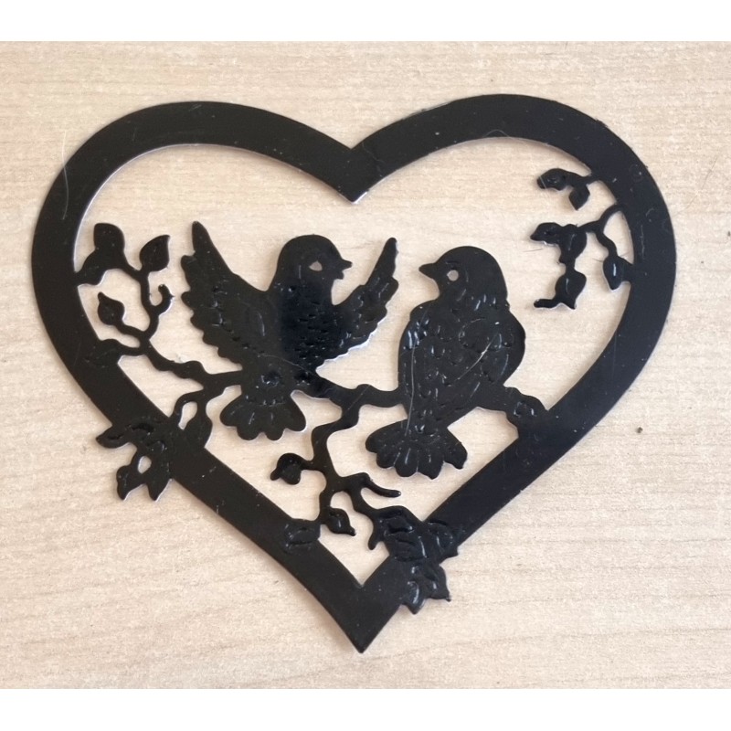 Vinylmotiv Herz/Vögel schwarz