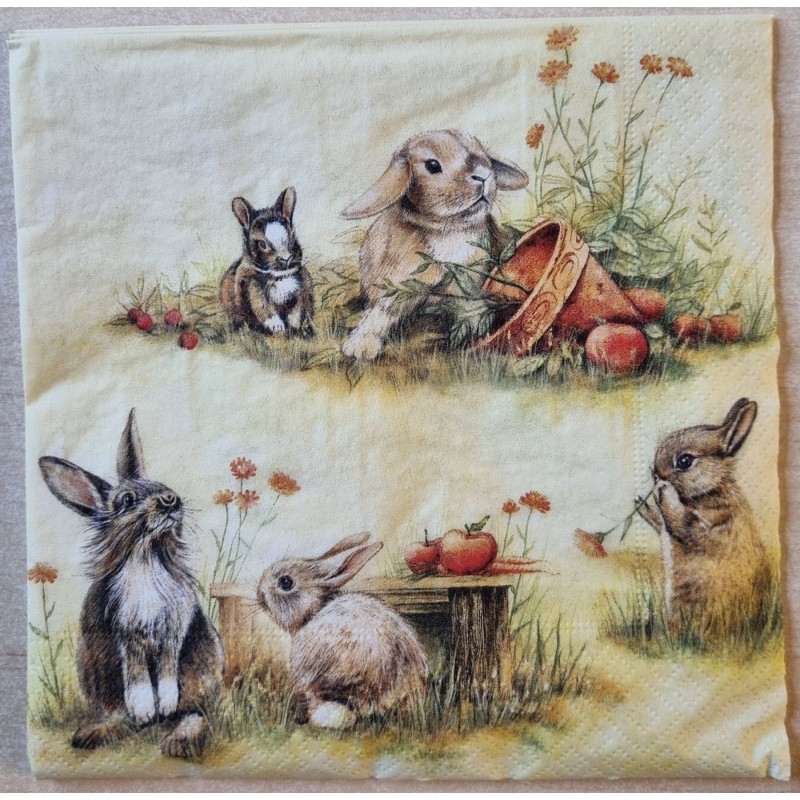 Serviette Kaninchen/Wiese