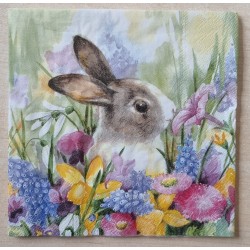 Serviette Kaninchen/Blumenwiese