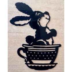 Vinylmotiv Kaninchen in Tasse schwarz