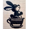 Vinylmotiv Kaninchen in Tasse schwarz