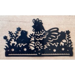 Vinylmotiv Henne/Bordüre schwarz
