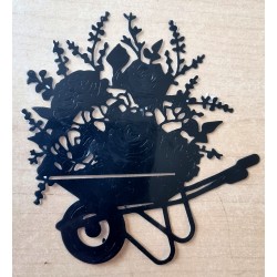 Vinylmotiv Schubkarre/Blumen schwarz