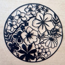 Vinylmotiv Blumen/Kreis schwarz
